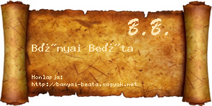 Bányai Beáta névjegykártya